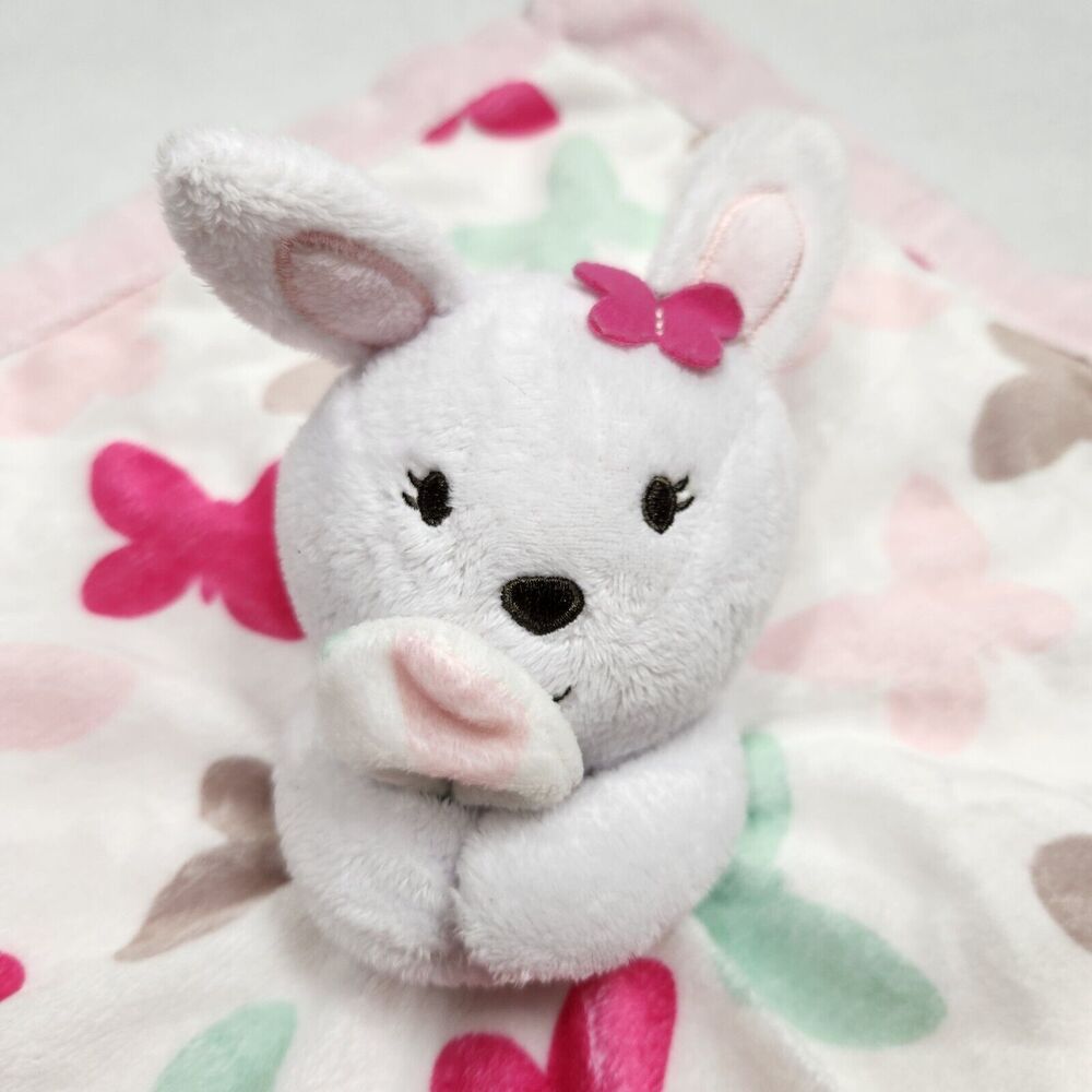 Carters Lovey Plush Pink Girls Bunny Rabbit Butterflies Security Blanket Nursery